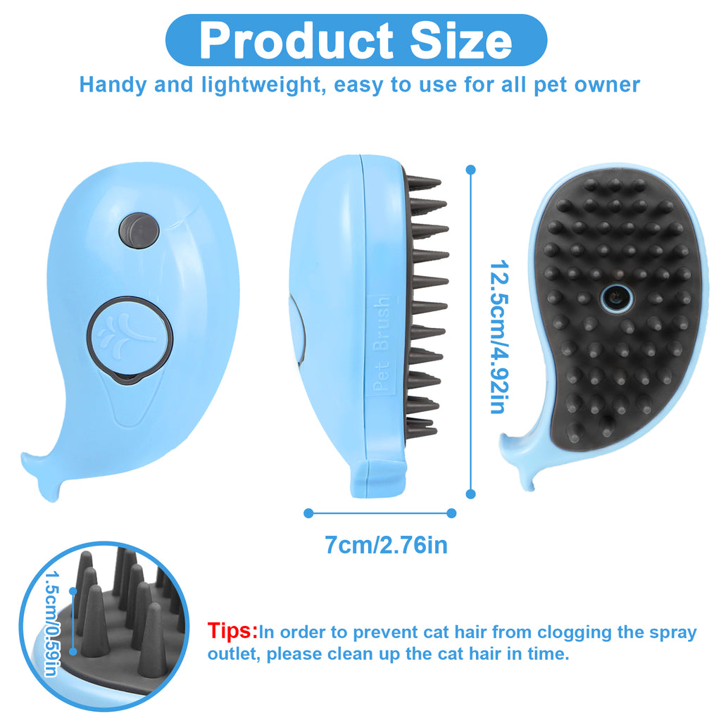 Cat Steam Brush For Shedding - Steamy Cat Brush For Indoor Cats, Cat Hair Steam Brush For Massage