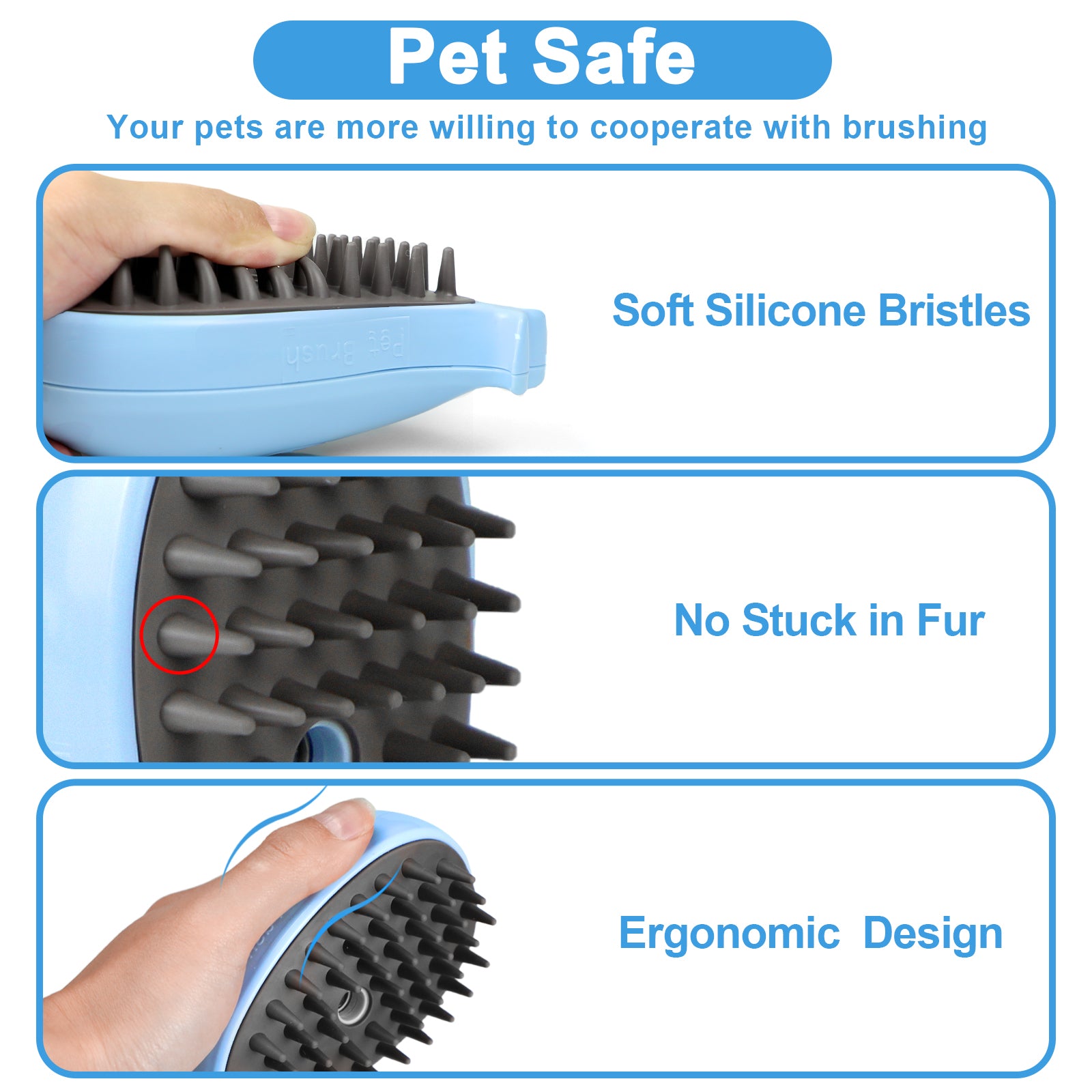 Cat Steam Brush For Shedding - Steamy Cat Brush For Indoor Cats, Cat Hair Steam Brush For Massage