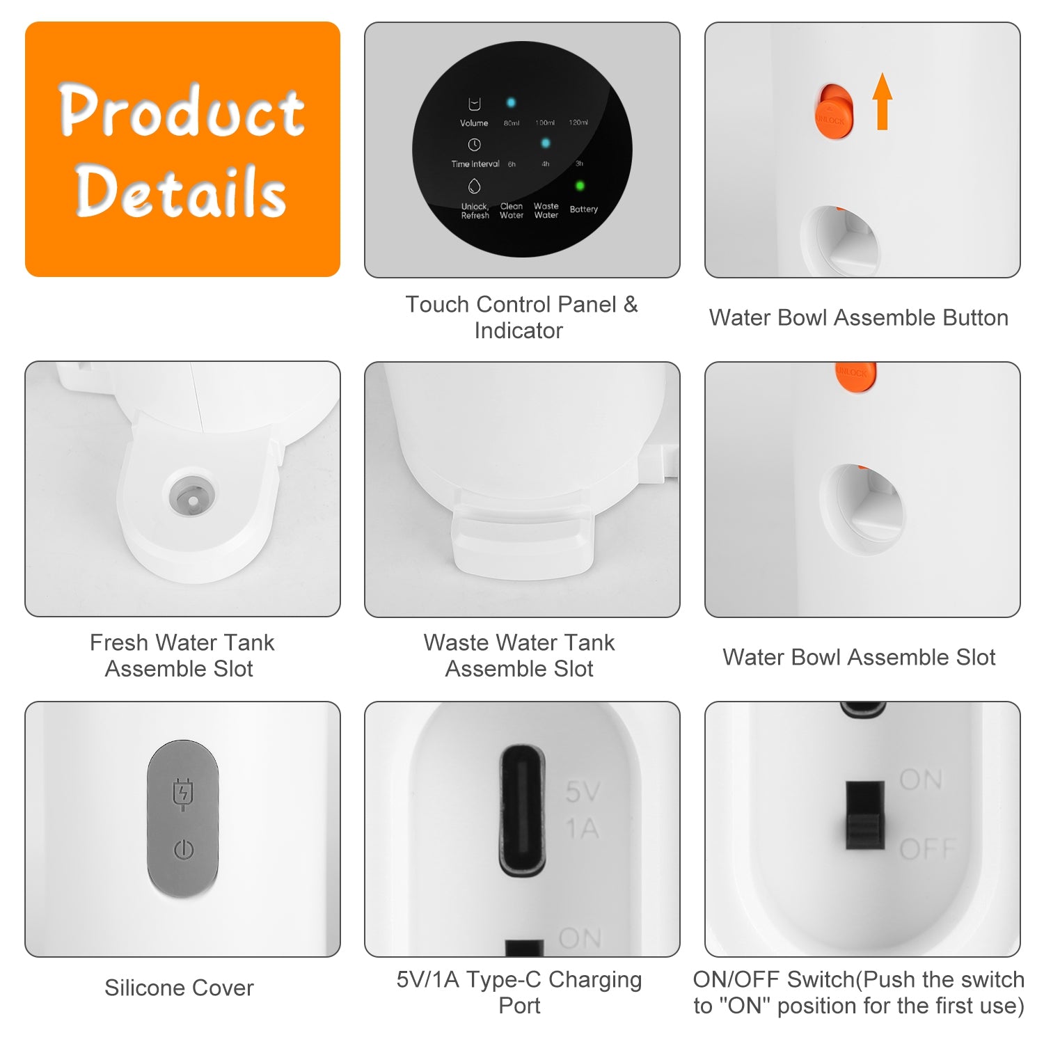 1Pc Smart Pet Water Fountain Automatic Cat Water Dispenser 3L Cordless Rechargeable Dog Water Fountain Self-Refill