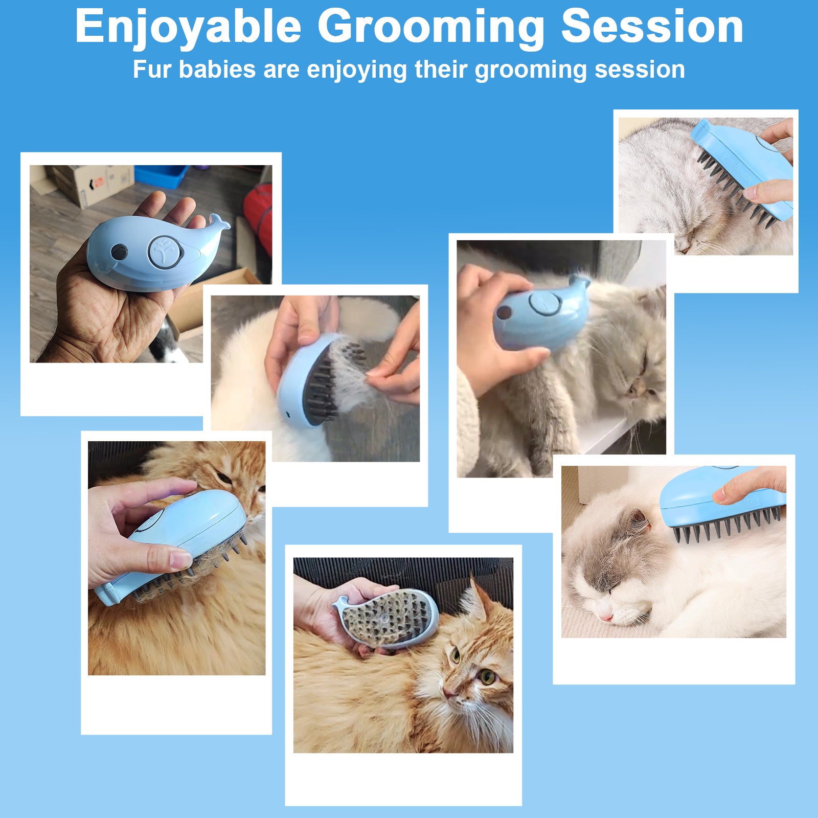 Cat Steam Brush For Shedding - Steamy Cat Brush For Indoor Cats, Cat Hair Steam Brush For Massage