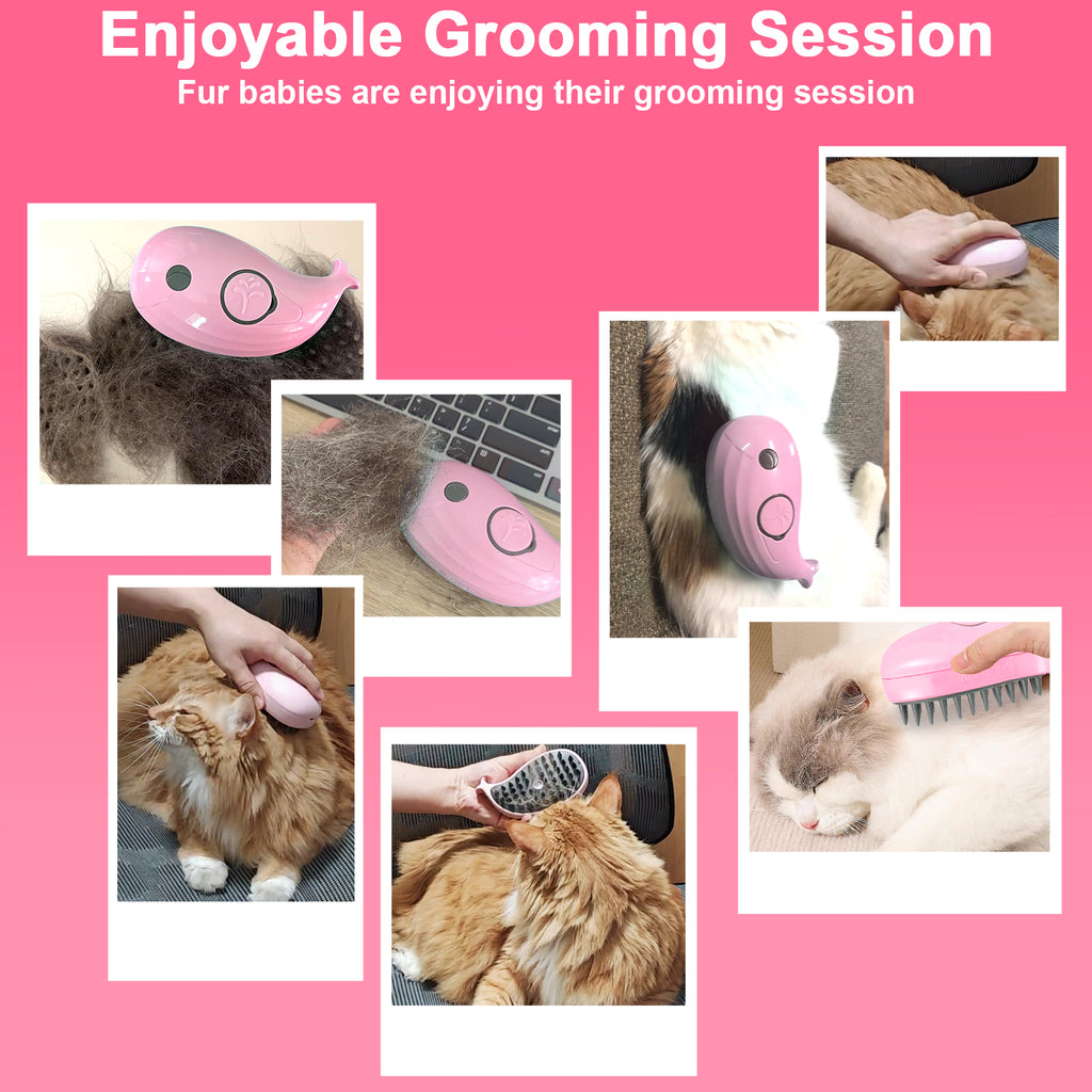Cat Steam Brush For Shedding - Steamy Cat Brush For Indoor Cats, Cat Hair Steam Brush For Massage