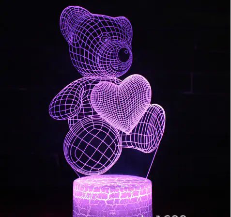 3D Teddy Bear LED Night Light