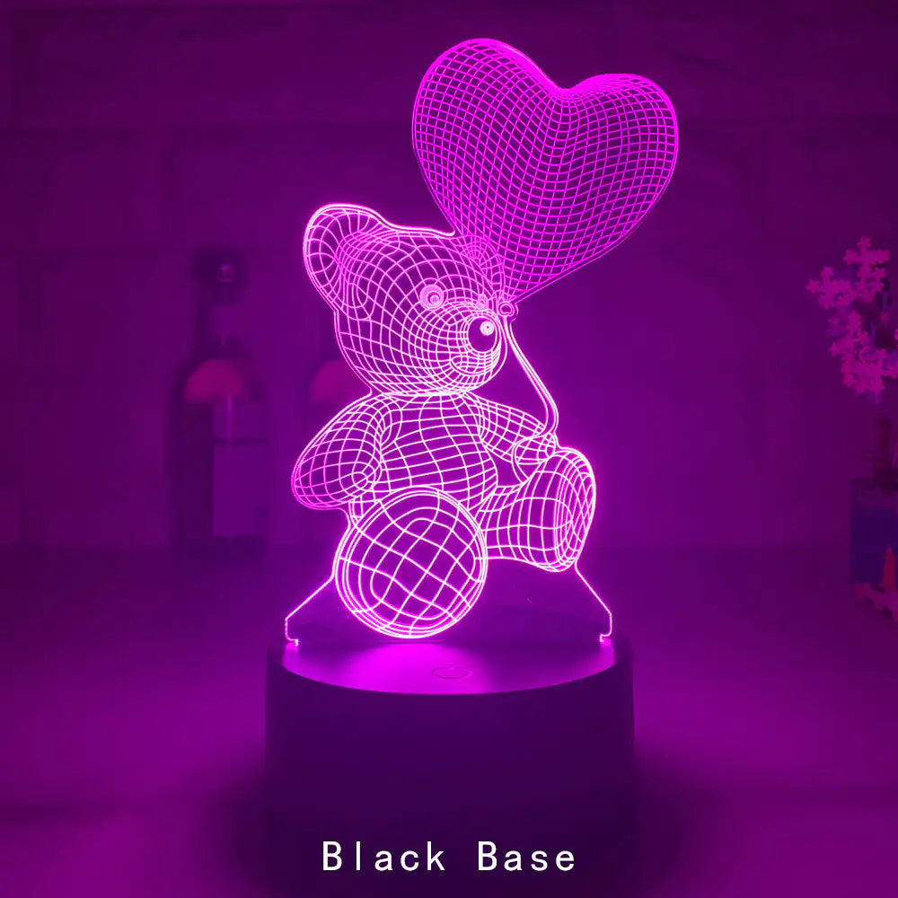3D Teddy Bear LED Night Light