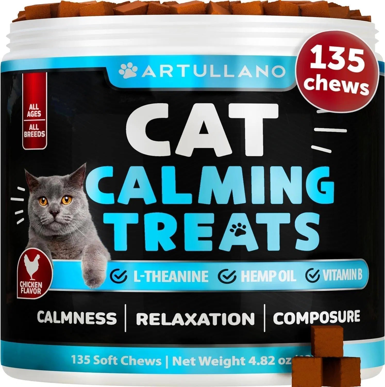 Hemp Cat Calming Treats For Stress & Anxiety Relief Cat Kittens Melatonin