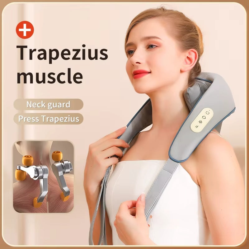 Electric Neck & Shoulder Massager with Adjustable Kneading and Strap Control