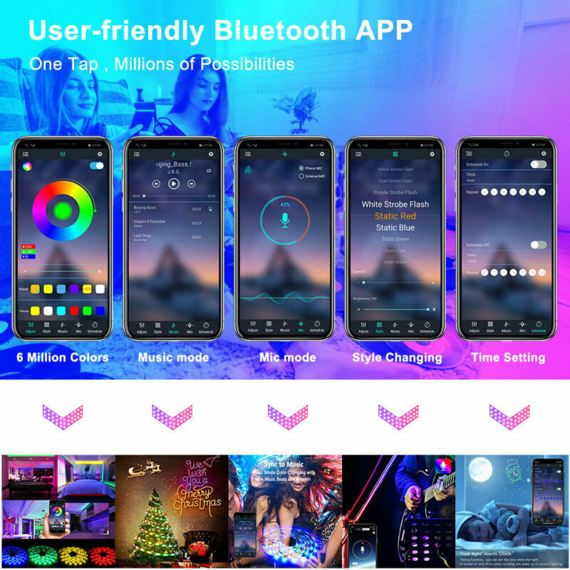 LED Strip Bluetooth Remote Lights TV Back Lights For Bad Room