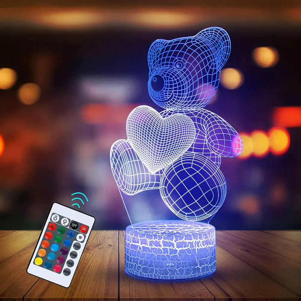 3D Teddy Bear LED Night Light